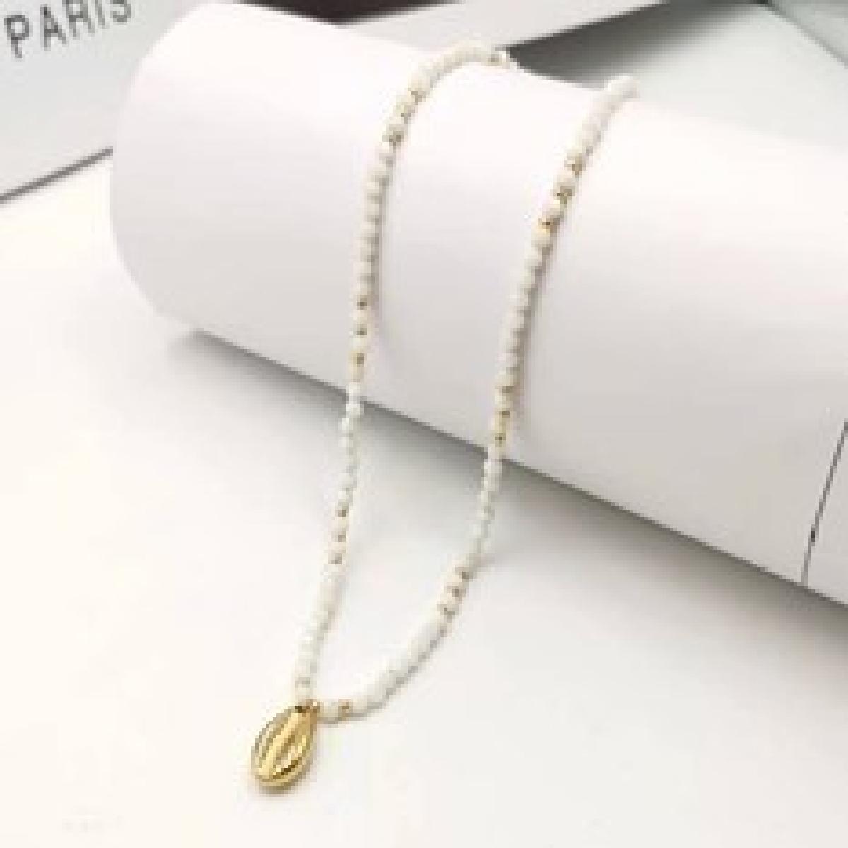 Collier Simple P Blanches Edition Aloize Reference 001 Collection Prestige Acier