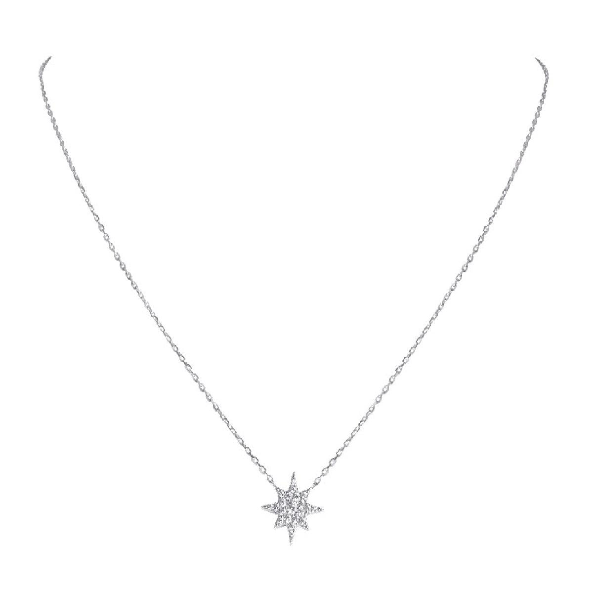 Collier Pendentif Étoile Maille Forçat Longueur 45 Centimètres AG925 – Argent Rhodié 925