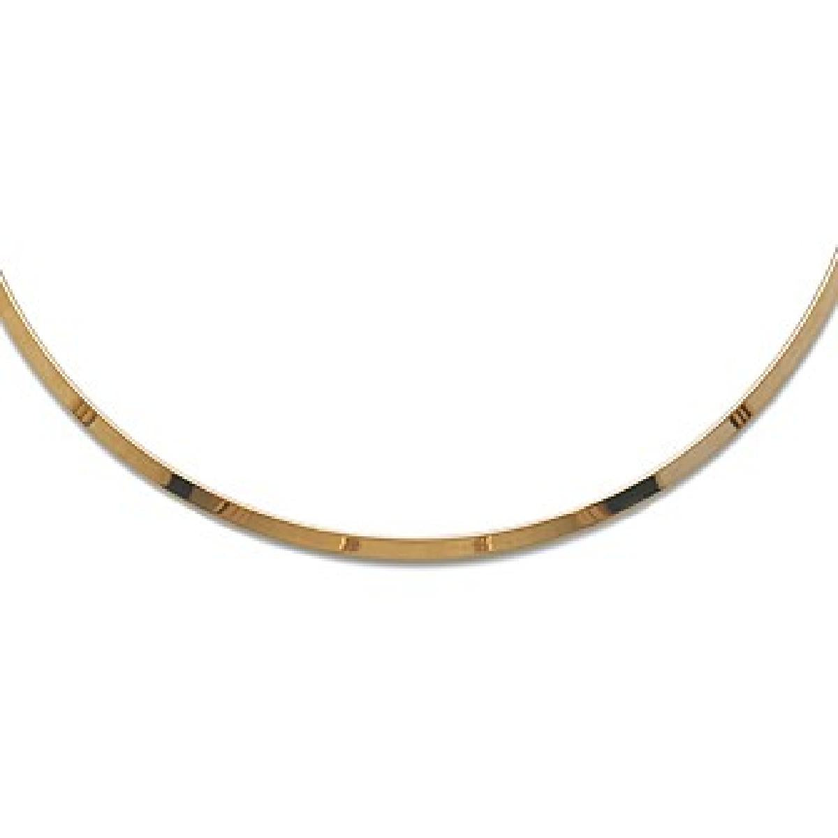 Collier Rigide Plaqué Or Jaune 3 Microns Longueur 42 Cm Fermeture Mousqueton Finition Lisse