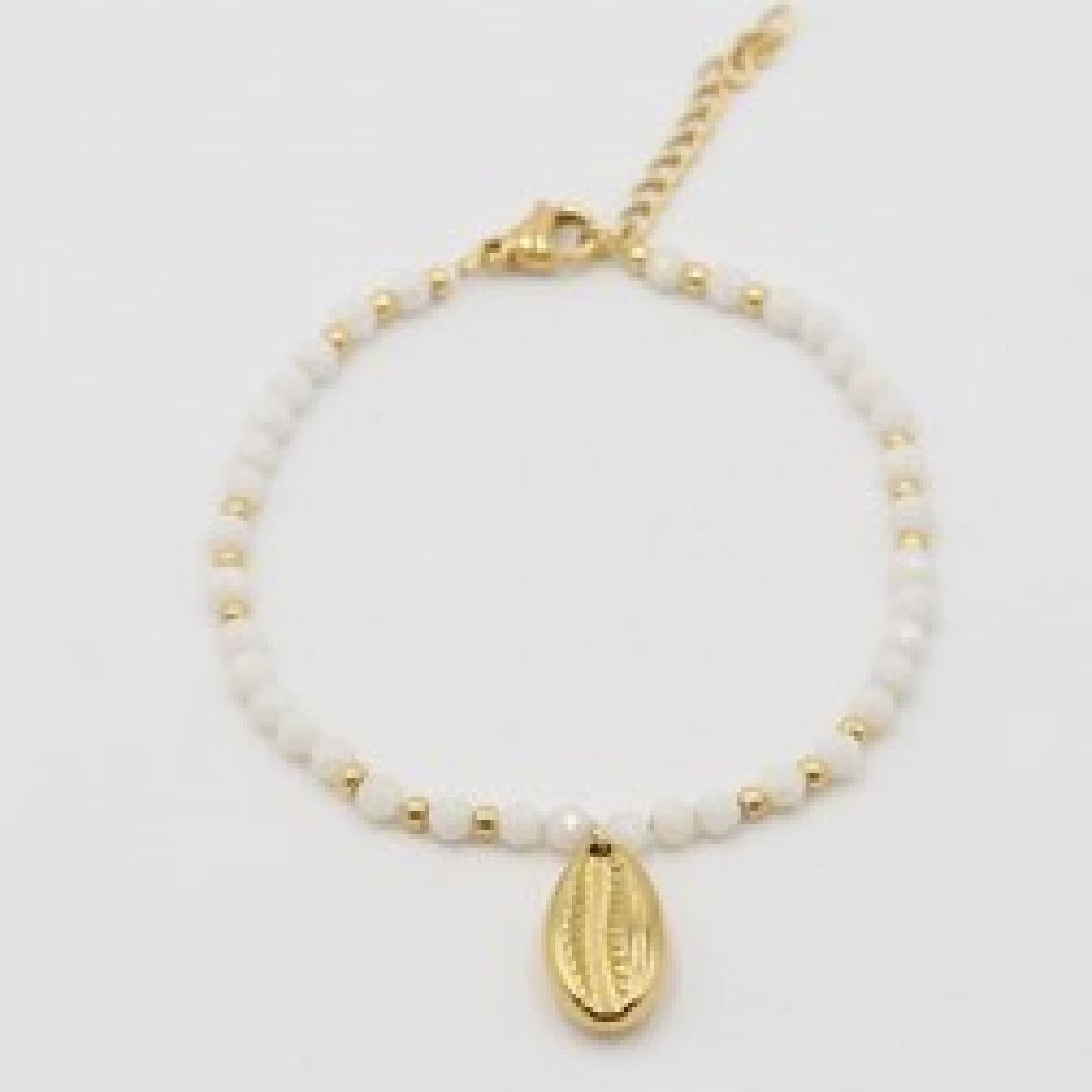 Bracelet Simple P. Blanches Maillon Rond Satiné Longueur 21 cm Version Standard – Acier