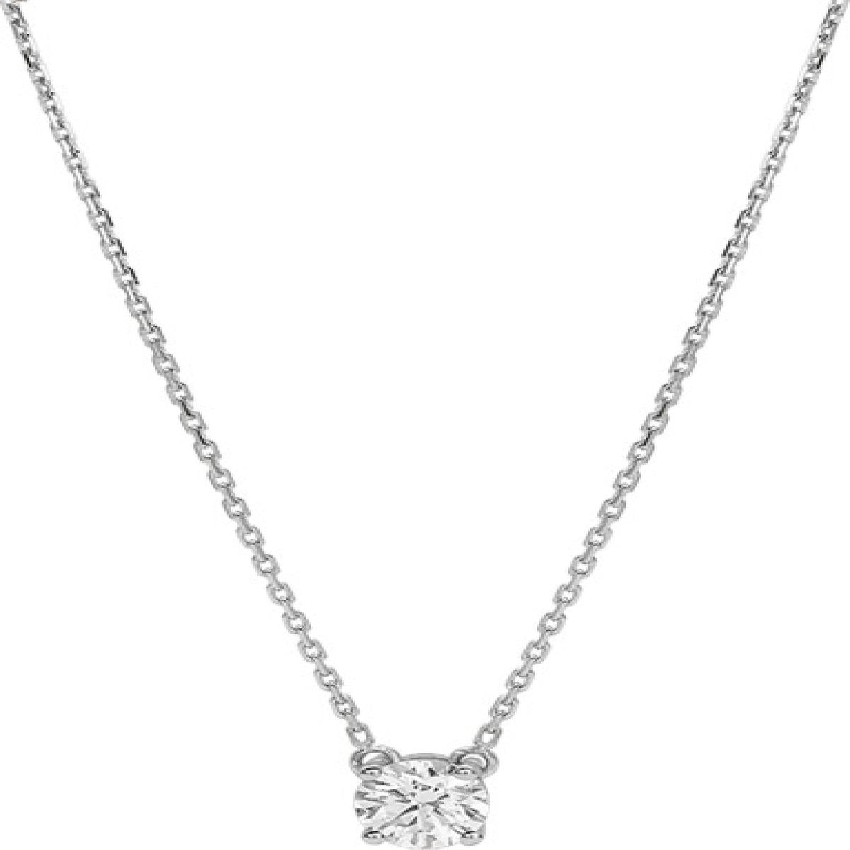 Collier AU750 Zirconium – Or Jaune 18 Carats, Chaîne Réglable et Fermeture à Ressort