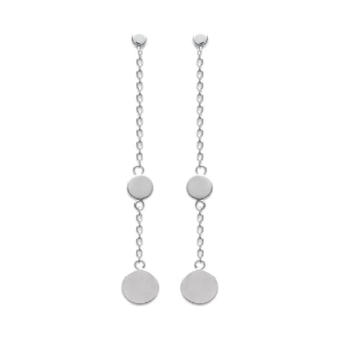 Boucles d'Oreilles Pendantes À Poussettes Discrètes Pour Femmes AG925 Argent Rhodié 925/1000