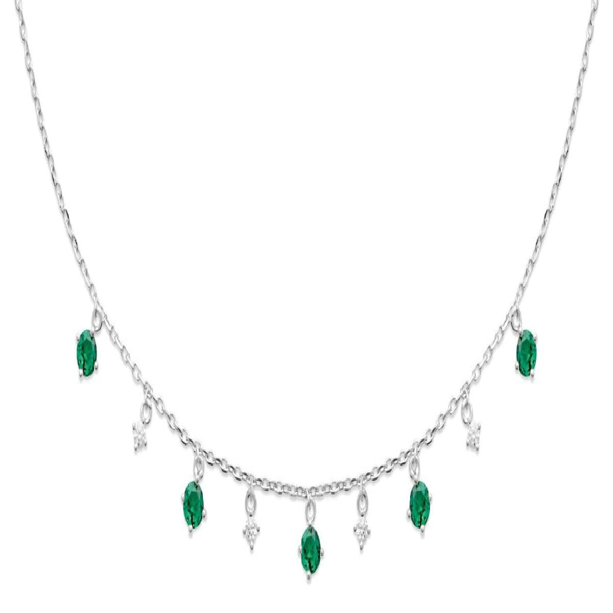 Collier Souple P Couleur – Argent 925 – Zirconium Serti Sur Le Pendentif, Chaîne Fine Et Réglable