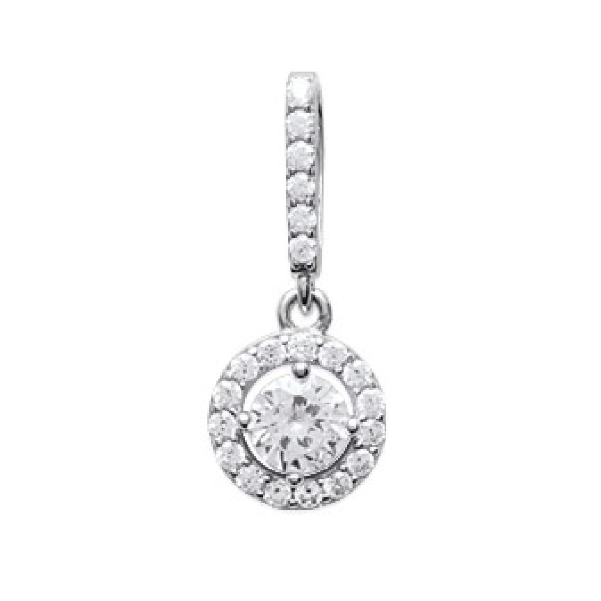 Pendentif AG925 – Argent rhodié 925/1000 et oxydes de zirconium centrés Adapté à Toutes Chaînes