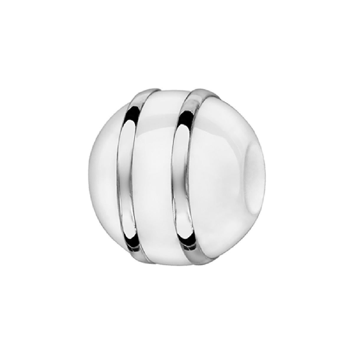 Perle Coulissante Ovale AG925 – Argent Rhodié 925/1000 et Céramique Couleur Profonde