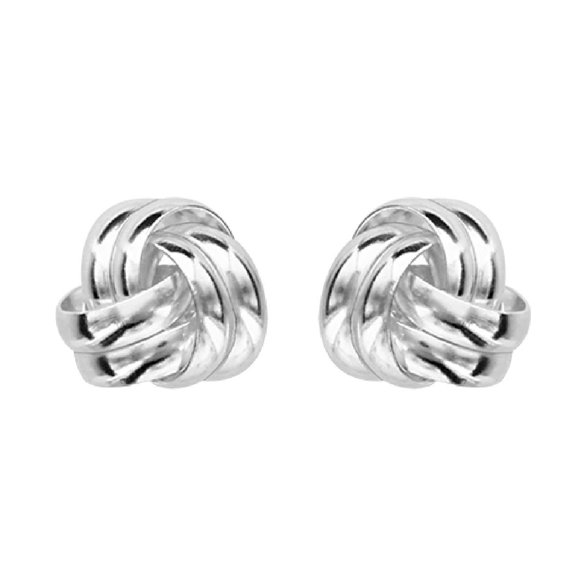 Boucles d'Oreilles AG925 Argent Rhodié Boules et Fils Entremêlés Fermoir Poussette Style Intemporel