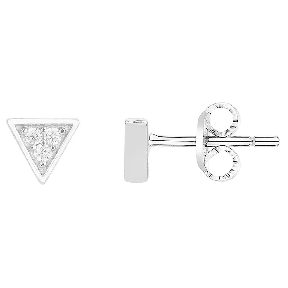 Boutons d'Oreilles Pierres Blanches Zirconium Taillés Rondes Facettées – Argent 925