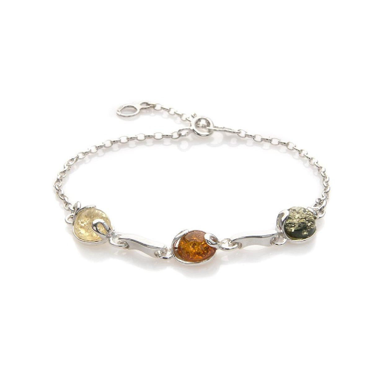Bracelets – AG925 – Ambre Naturelle Translucide Couleur Miel Chaude, Nuances Variées, Travail Artisanal Soigné