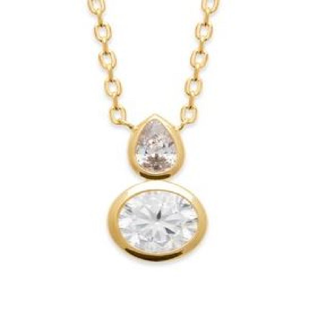 Collier Simple En Chaîne Légère, Modèle P. Blanches Longueur Standard – Zirconium