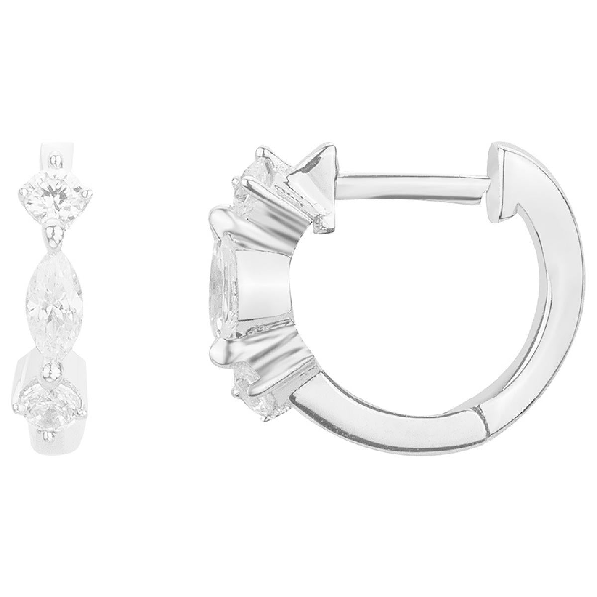 Créoles PAM P Blanc Version Dormante Longue Boucle – Argent 925 Rhodié et Zirconium