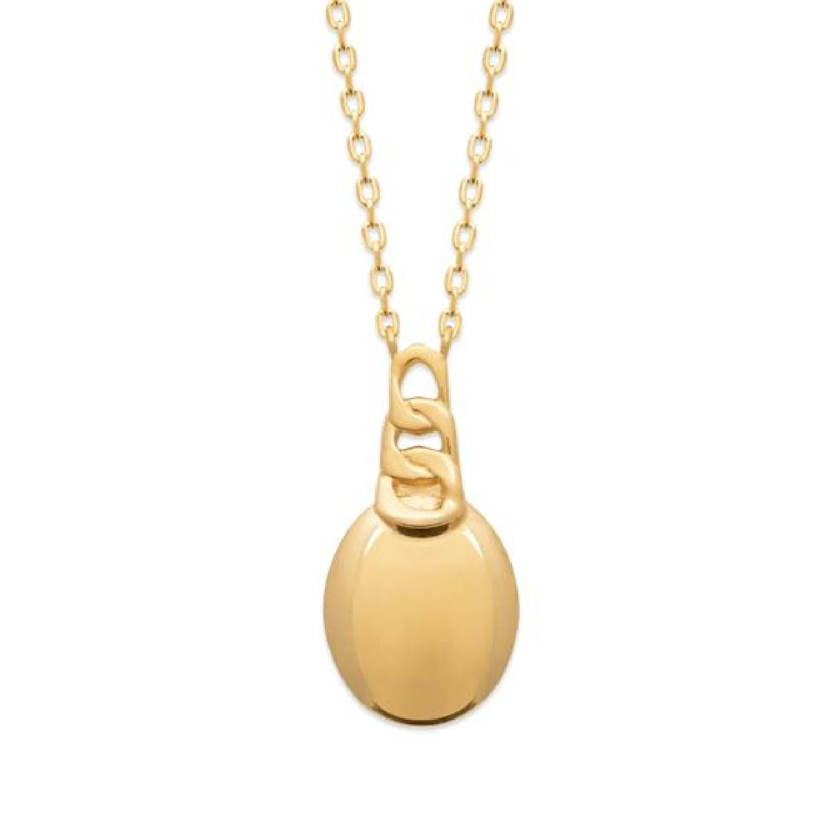 Collier Forçat Trois Maillons Ajourés Et Pendentif Ovale – Plaqué Or Jaune 750/1000