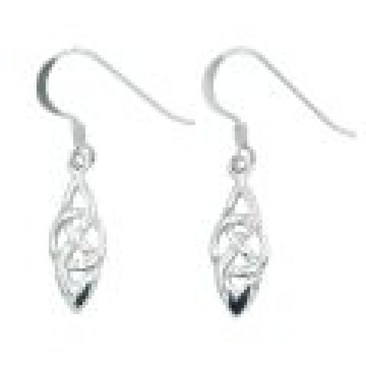 Créole Dormeuse Pampille – Argent 925, Boucle D'Oreille Pendante au Design Simple