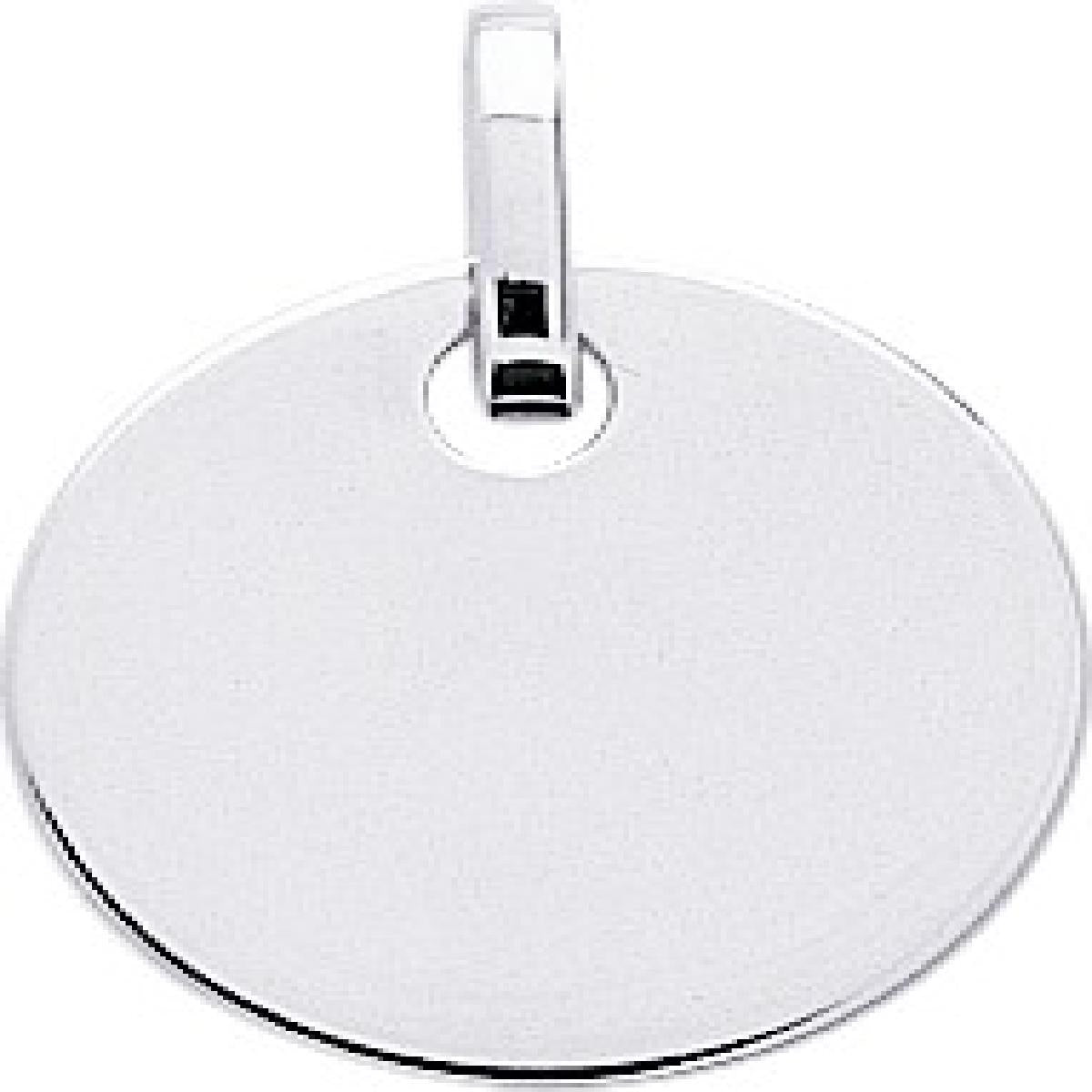 Pendentif Plaque Ronde Gravable à Double Gravure – Or Blanc 750/1000 Bélière Ovale et Mobile