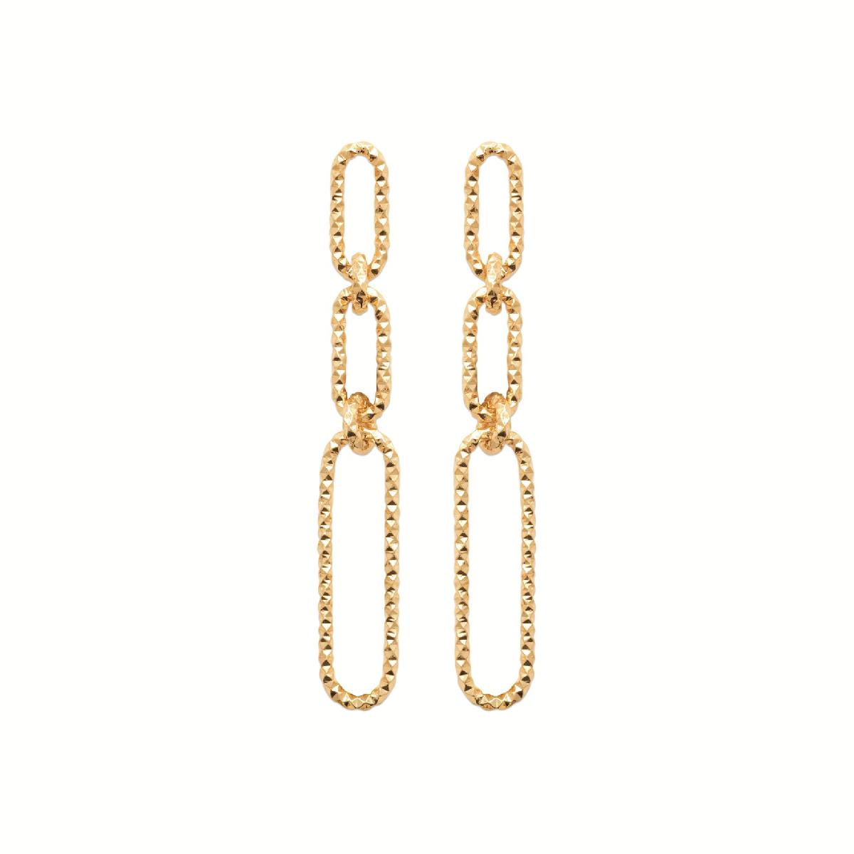 Créole Dormante Pampilles Gravées Motif Vierge Marie En Filigrane Et Croix Symbolique – Or 18 Carats