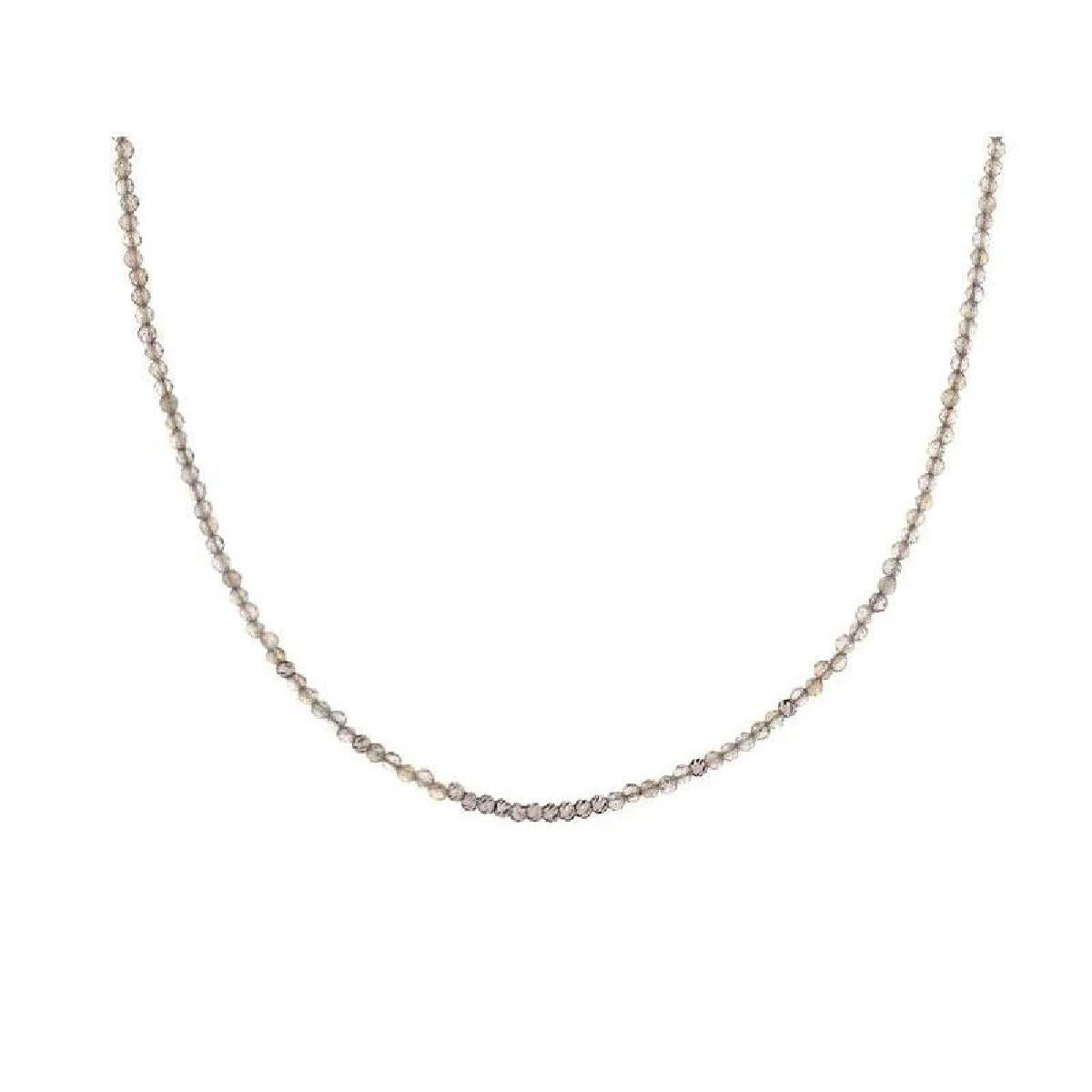 Colliers Simples Labradorite Naturelle Facettée Multicolore Irisée – Argent Rhodié 925