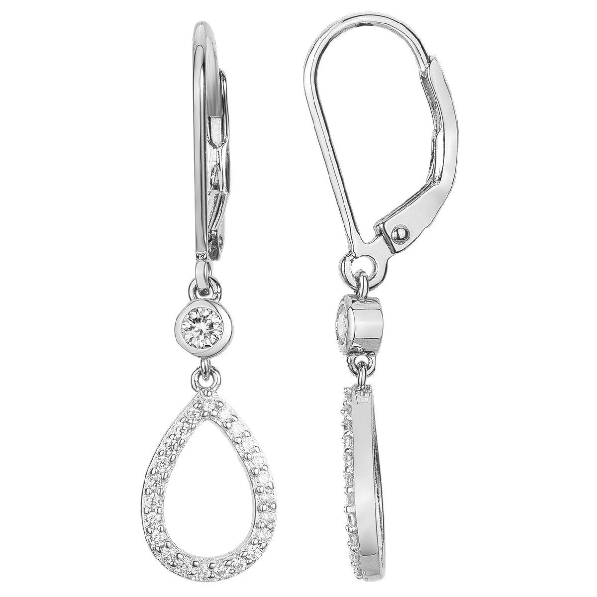 Boucles D'oreilles Dormeuses En Forme De Goutte Serties D'oxydes De Zirconium – Argent 925