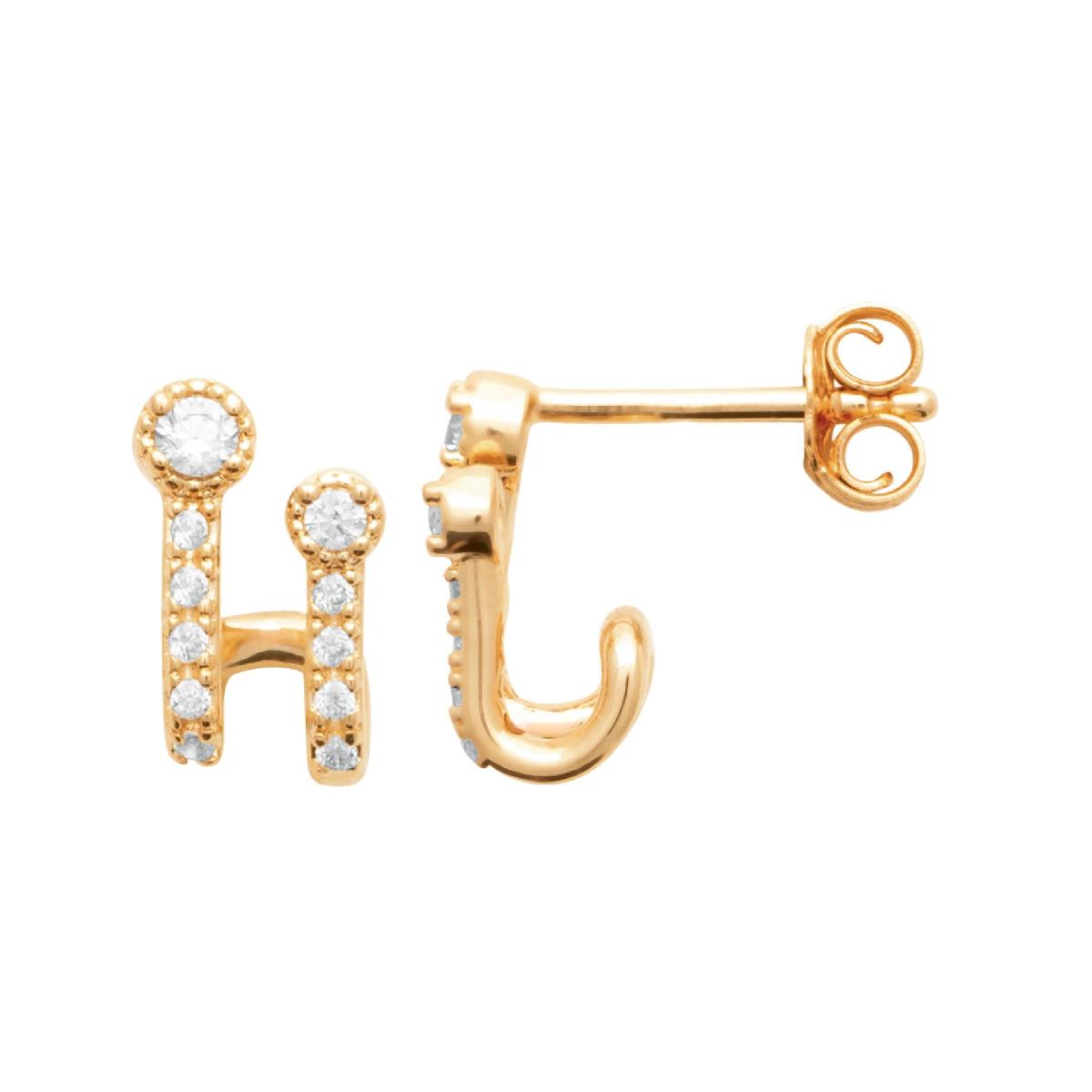 Boutons d'Oreilles Pierres Blanches Facettées à Montage Invisible et Finition Satinée – Zirconium