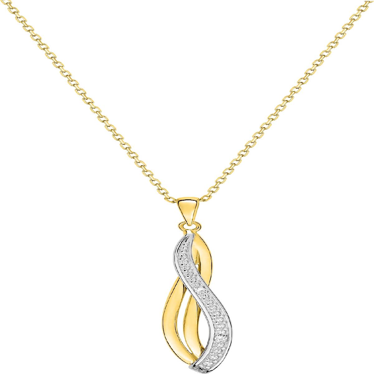 Collier Simple P. Blanches Diamant Taille Briolette Édition Pro – Or Jaune 9 Carats