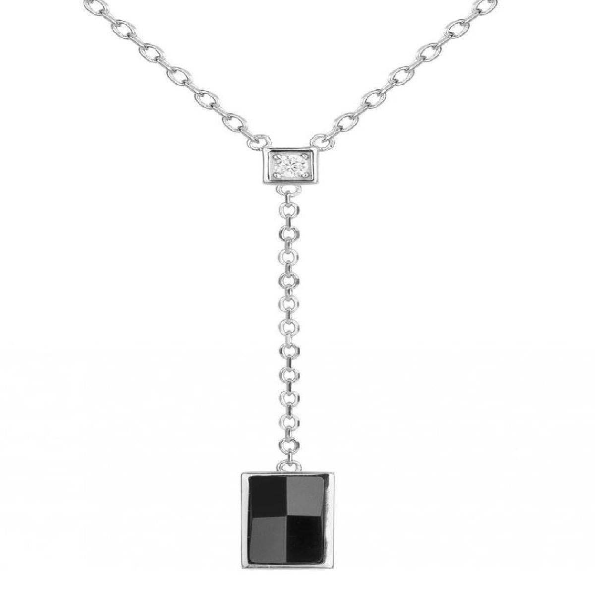Collier Ceramique et Argent Longueur Ajustable Modèle Satiné Poli Fine Gravure – Zirconium
