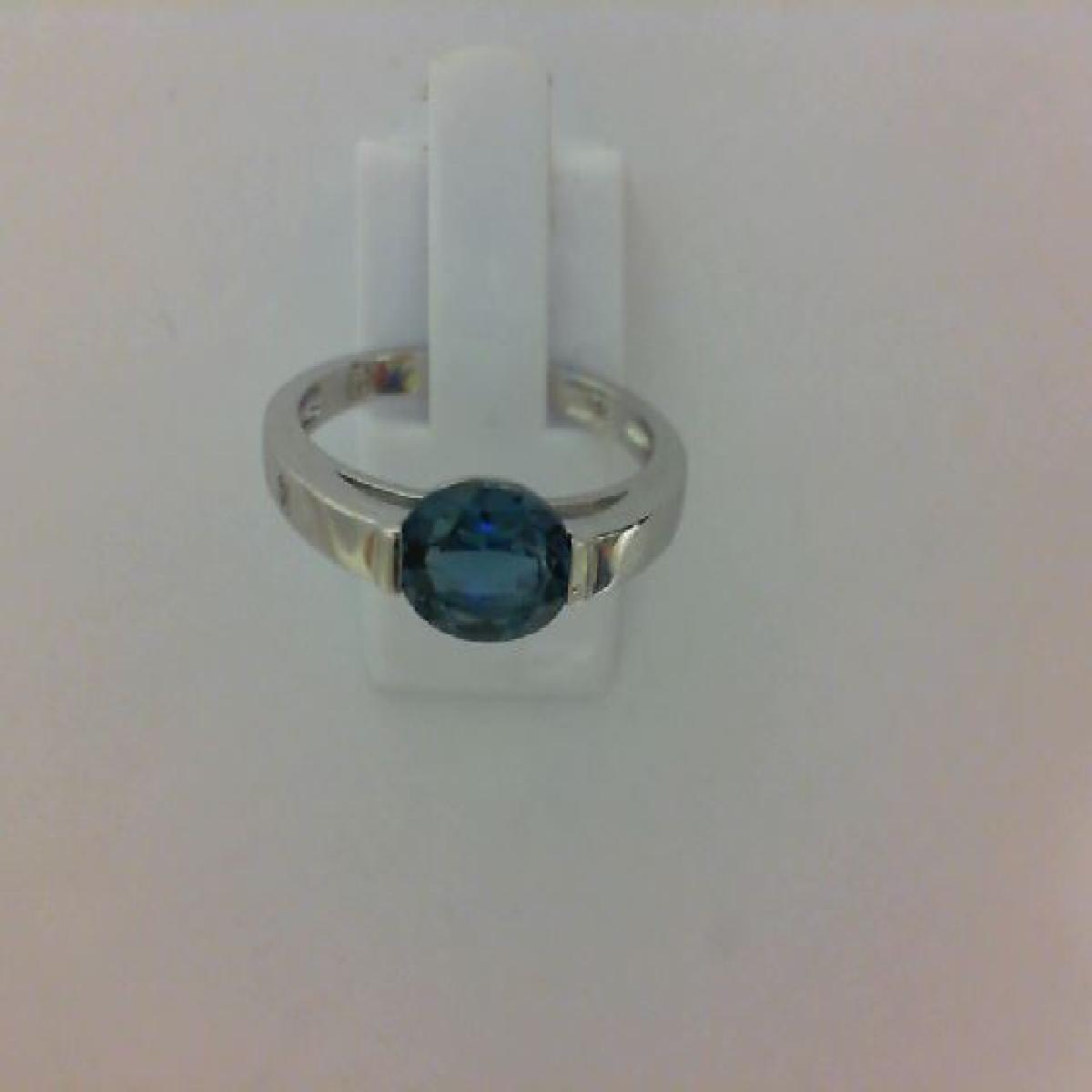Solitaire Pierre de couleur Topaze bleue Grand Modèle Taillé Brillant – Or Jaune 18 Carats