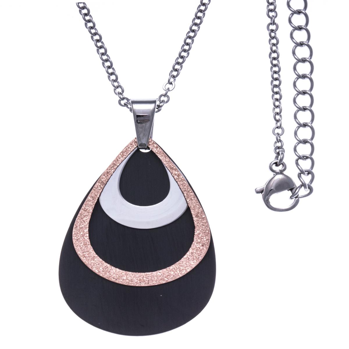 Collier Trois Gouttes Superposées – Acier