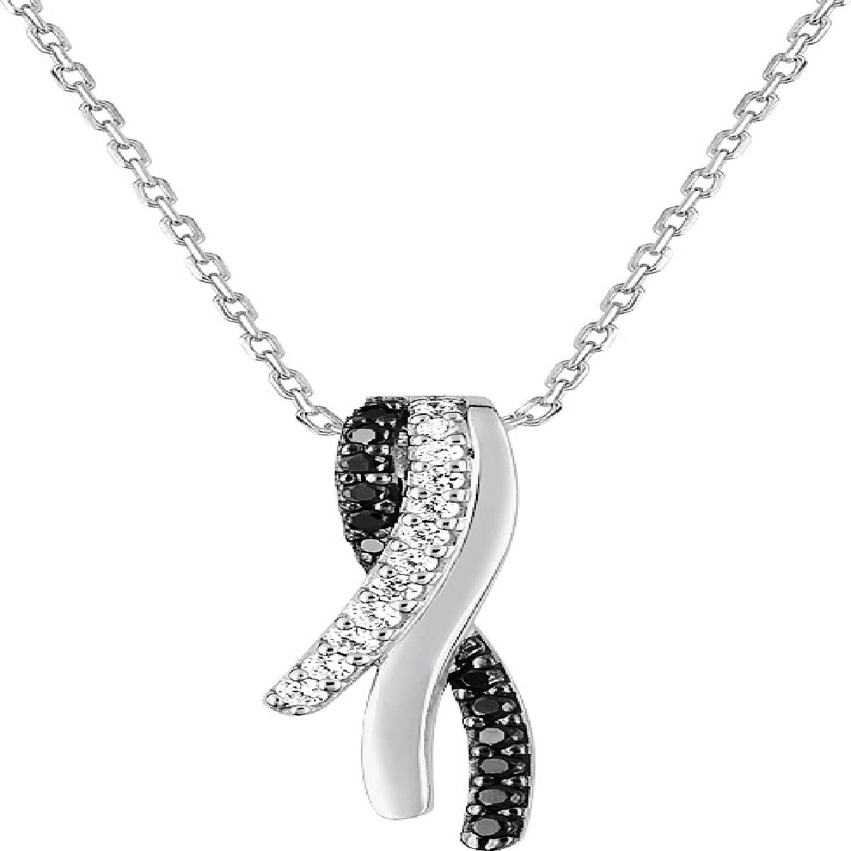 Collier P Couleur Version Longue Satinée Édition Argent 925 Zirconium Affinée Fine