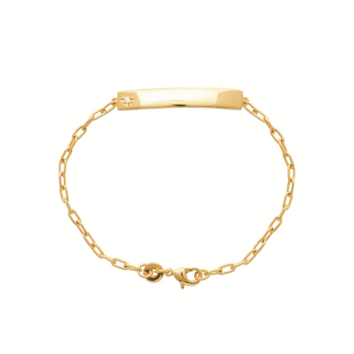 Bracelet Simple Avec Plaque Or Jaune 18 Carats