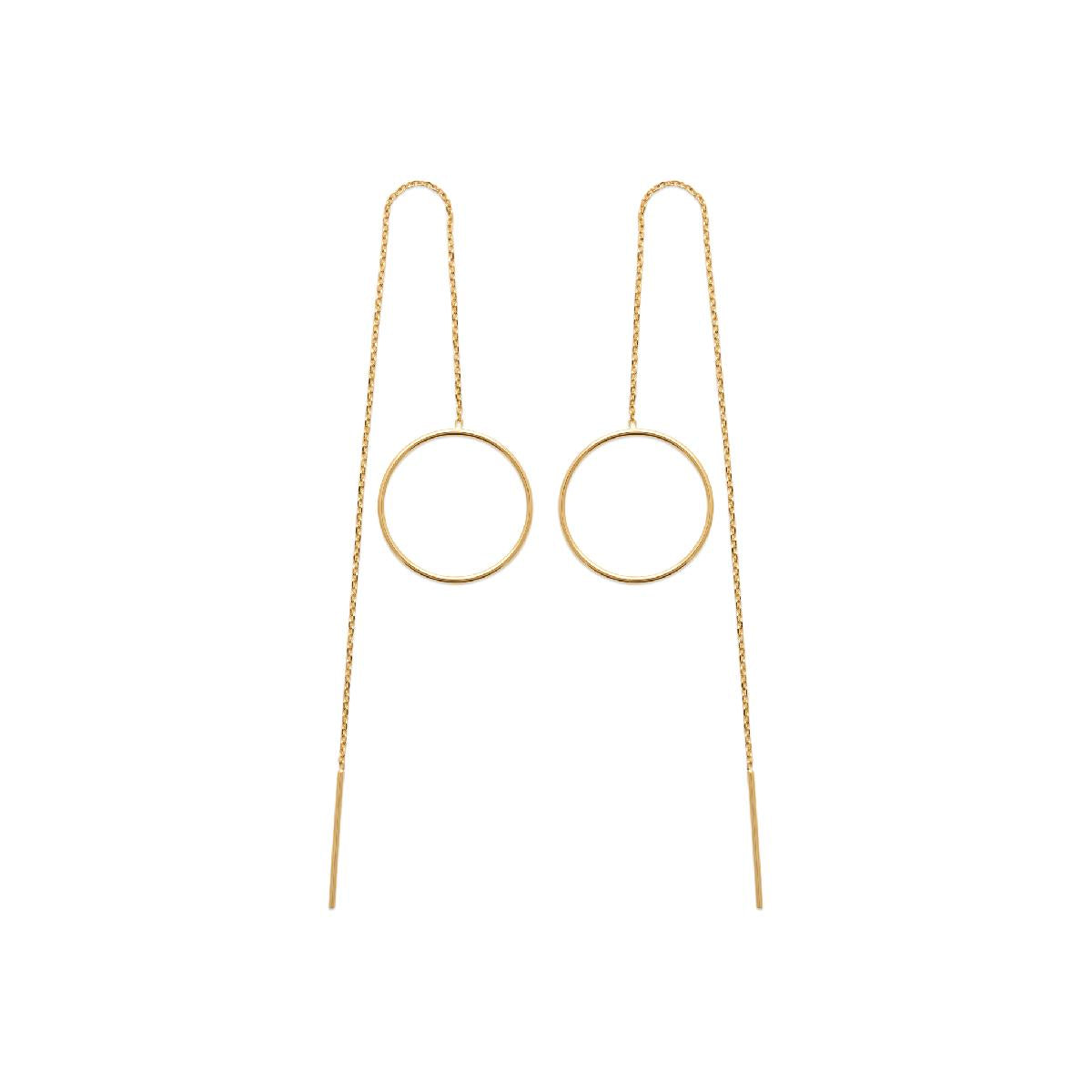 Boucles D'Oreilles Pendantes Maille Forçat Et Cercles À Longueur Réglable – Plaqué Or 3 Microns