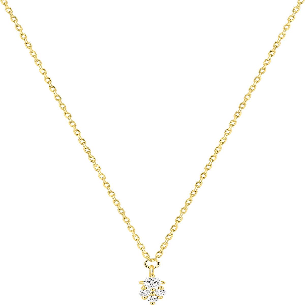 Collier Simple AU375 Perles Blanches Longues et Satinées Chaîne Fine – Zirconium