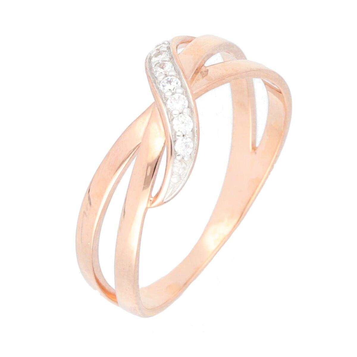 Bague Croisée – Plaqué Or Rose 3 Microns – Oxydes de Zirconium – Tailles 50 à 62
