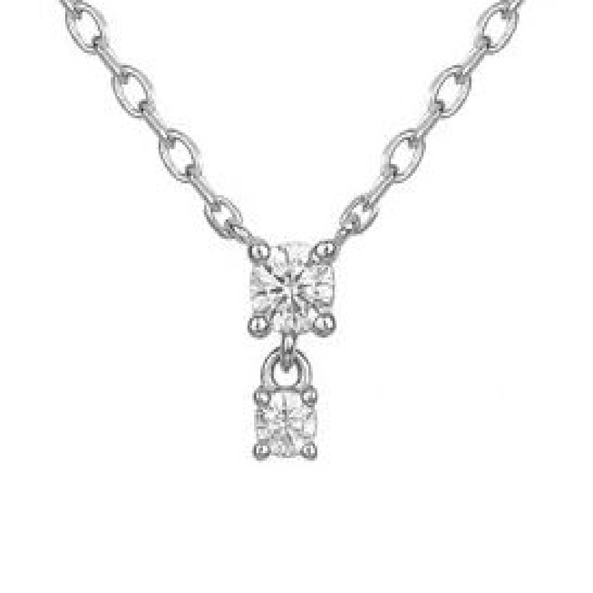 Collier Souple Perles Blanches Longues Argent 925 Zirconium Edition Limitée Version