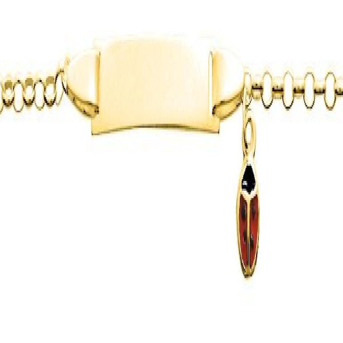 Bracelet Plaque Gravée Personnalisable Avec Inscription Et Longueur Réglable – Or Jaune 18 Carats