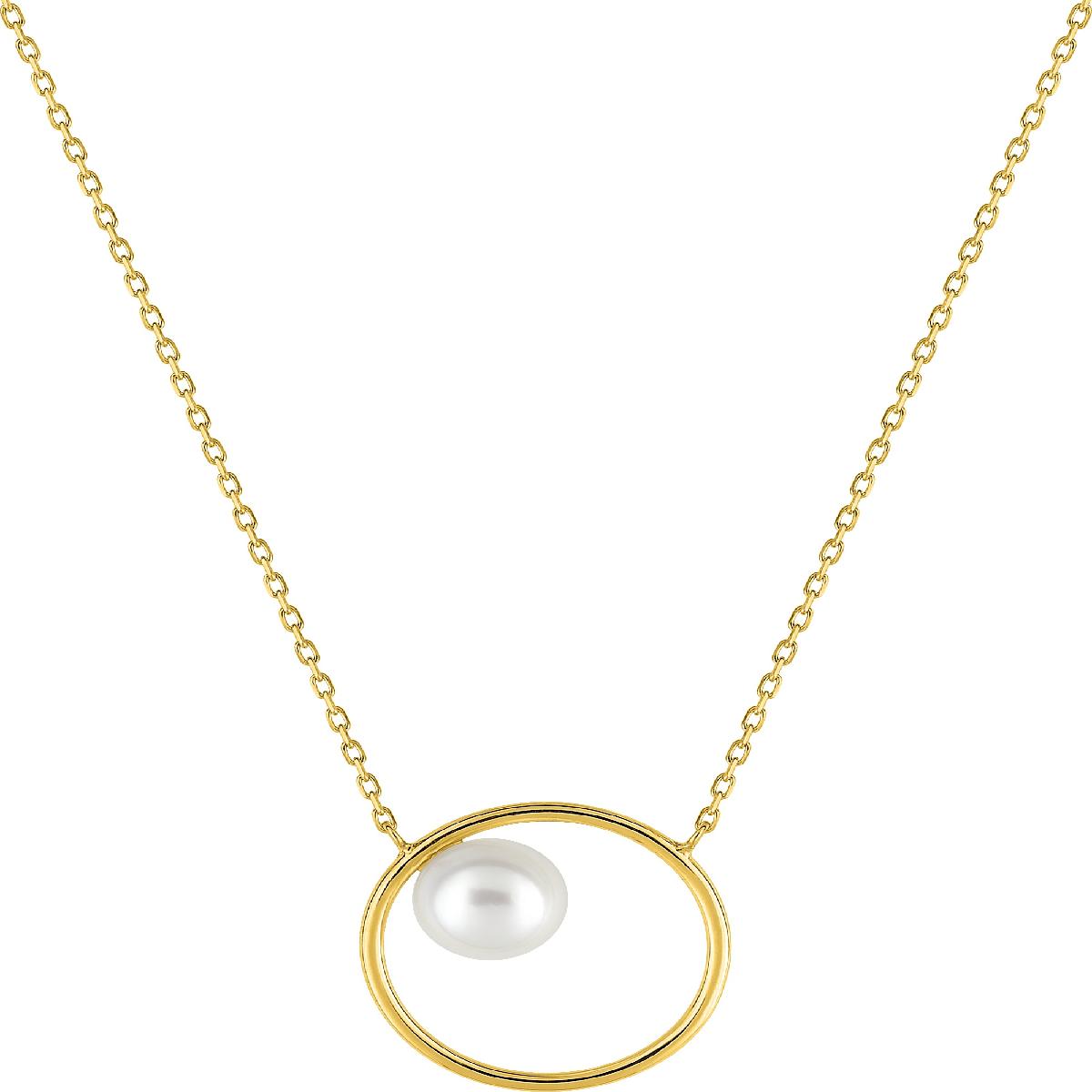 Collier Simple P Blanches – Or Jaune 9 Carats AU375, Chaîne Fine, Fermeture à Ressort