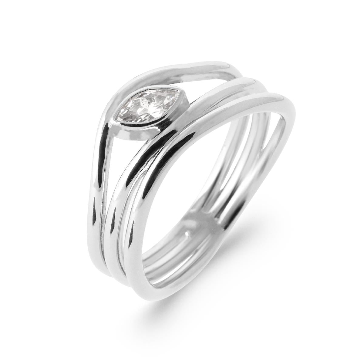 Bague Solitaire AG925 Zirconium
