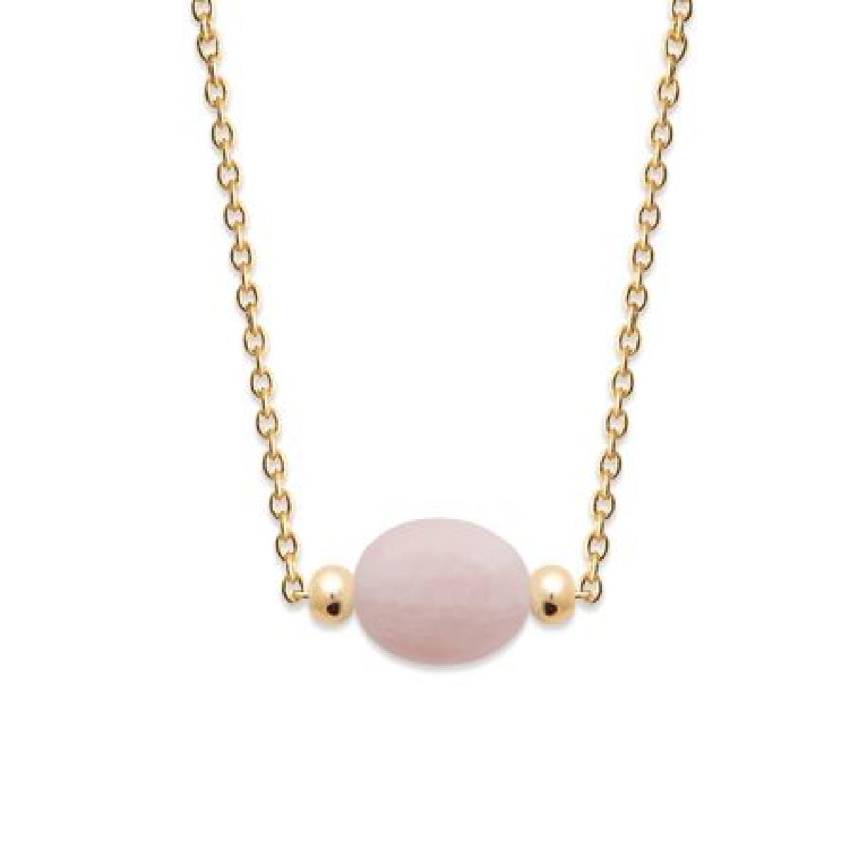 Collier Simple Version Couleur Douce Et Satinée Longueur Ajustable Évoquant La Lueur Minérale – Quartz