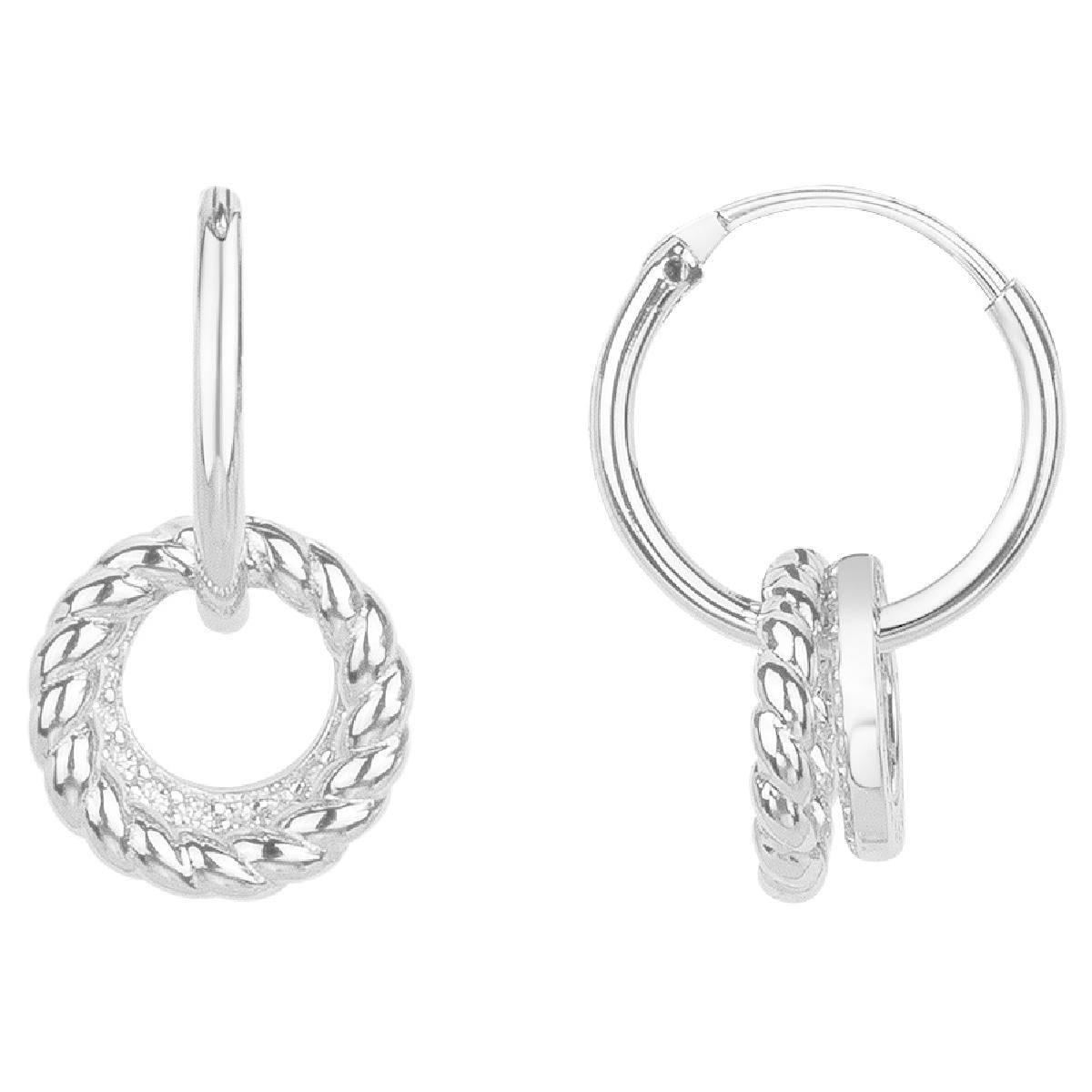 Créole Dormeuse PAM Blanc - Argent 925 et Zirconium, Modèle À Fermoir Simple Pour Oreilles Sensibles