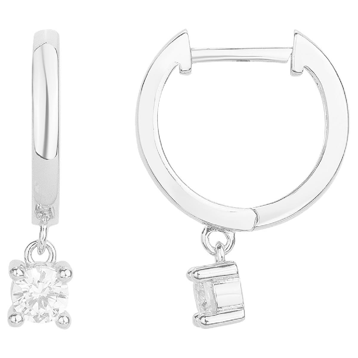 Créoles PAM P.BLANC Dormante – Argent 925 Pavé Blanc Zirconium, Fabrication Française