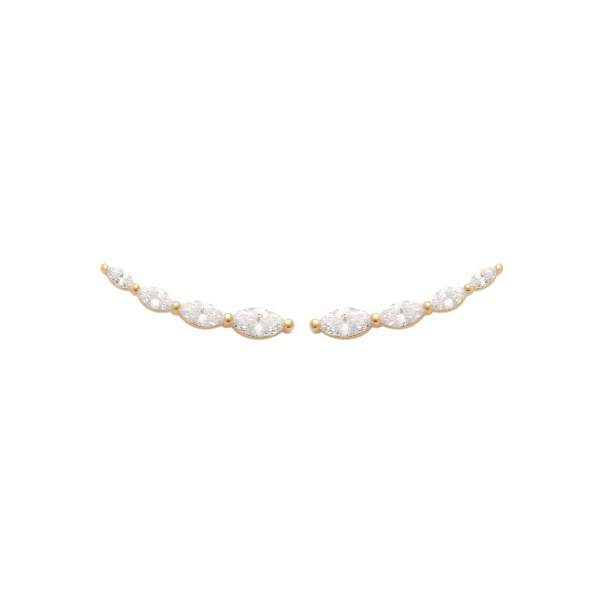 Boutons de Manchette Pierres Blanches ALOÏZE – Argent 925, Monture Lisse et Finition Satinée