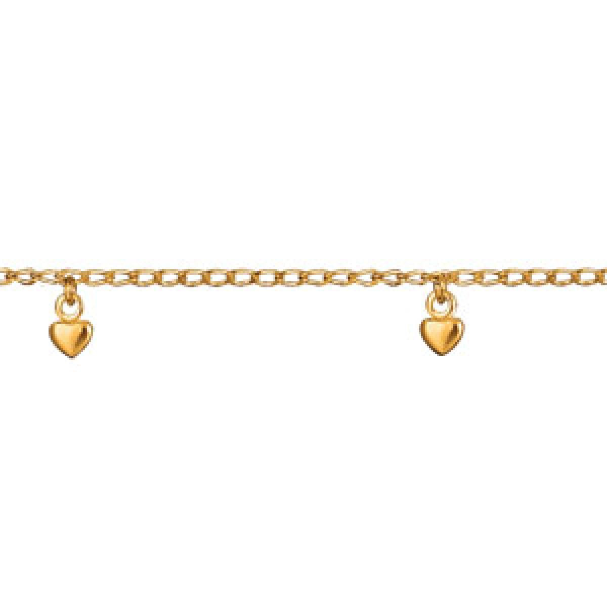 Chaîne de Cheville à Six Pampilles Cœur en Forme Pendante – Plaqué Or Jaune 3 Microns