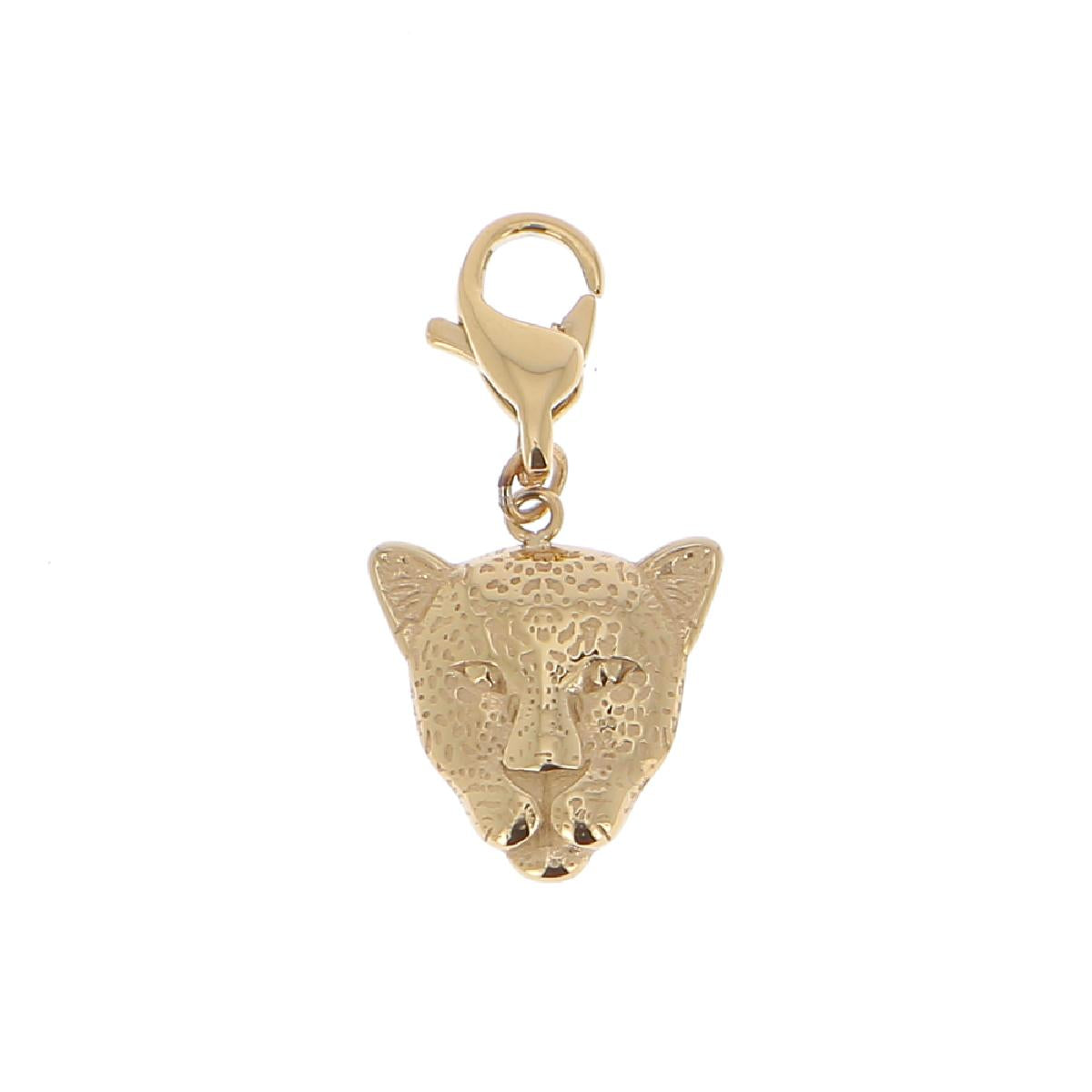Pendentifs Tête de Léopard Gravée Détail Sculptural Maille Large Ornée Gravure Fine – Acier Doré
