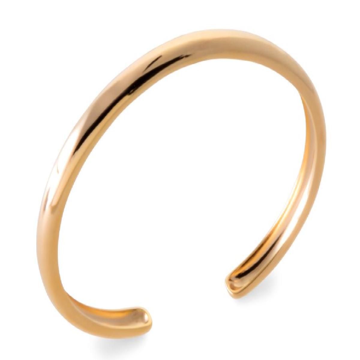 Bracelet Rigide ALOÏZE - Or Jaune 18 Carats Maillons Géométriques Et Maille Fine Haute