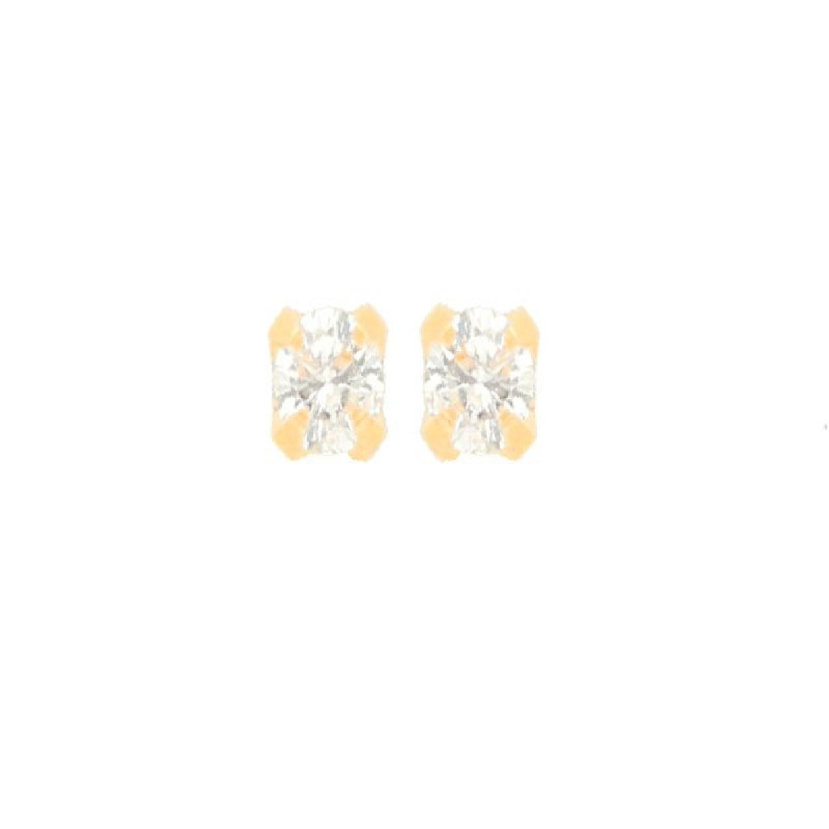Boucles d'Oreilles Diamant 0,12 Ct Serties 4 Griffes – Or Jaune 18 Carats Poids 0,40 G