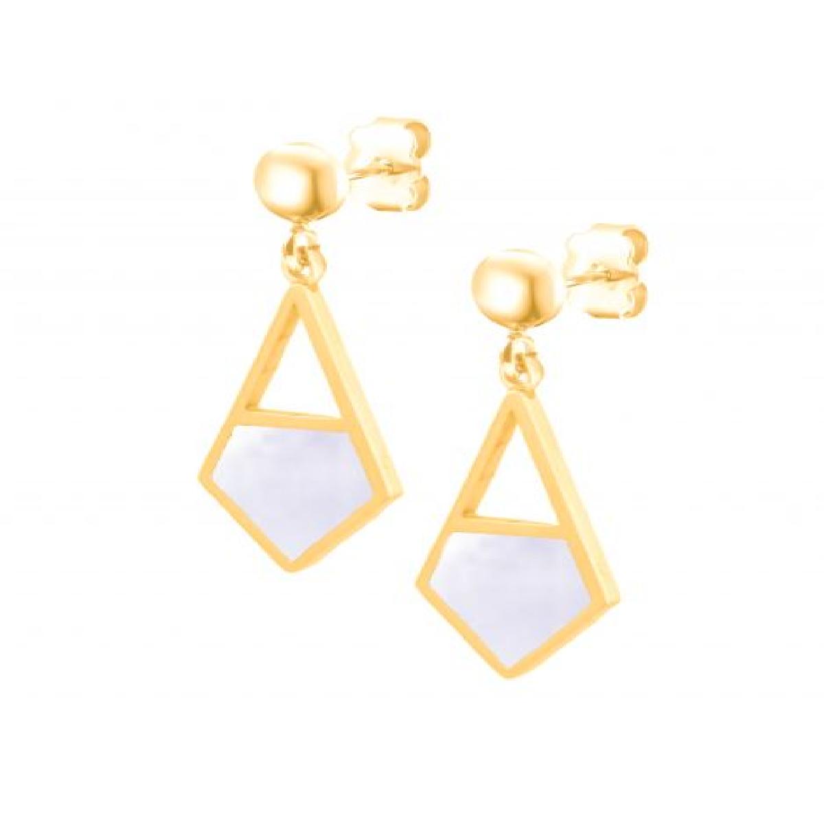 Boucles d'oreilles Pendantes Losange Ajouré Motif Géométrique – Acier Inoxydable Doré