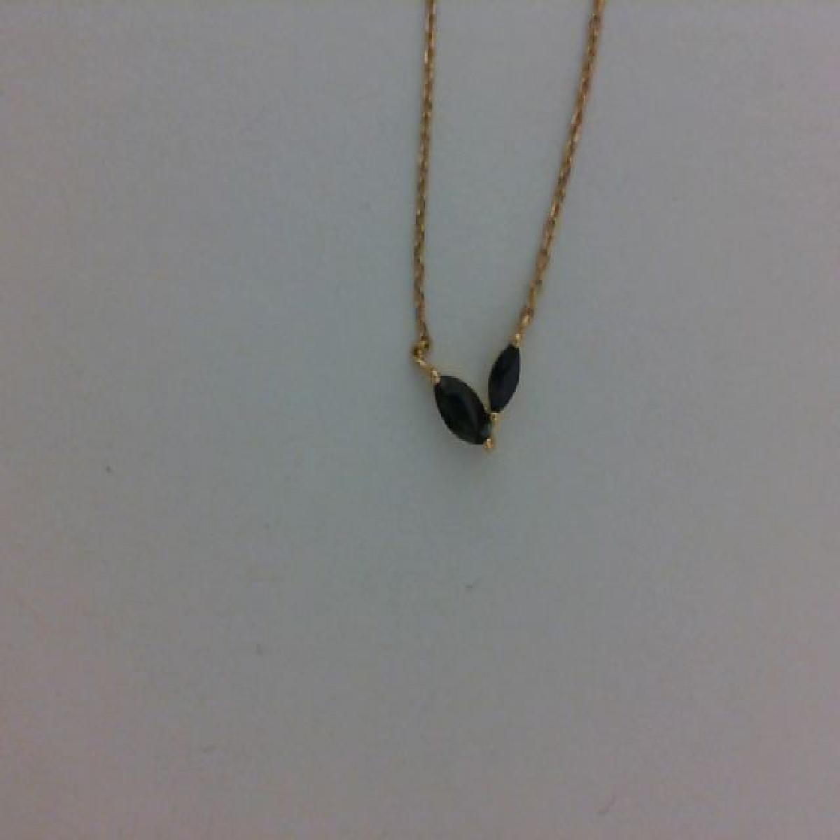Collier Simple AU375 Saphir Bleu Nuit Diamètre Réglable Longueur Constante Finement Poli Gravé – Or Jaune 375
