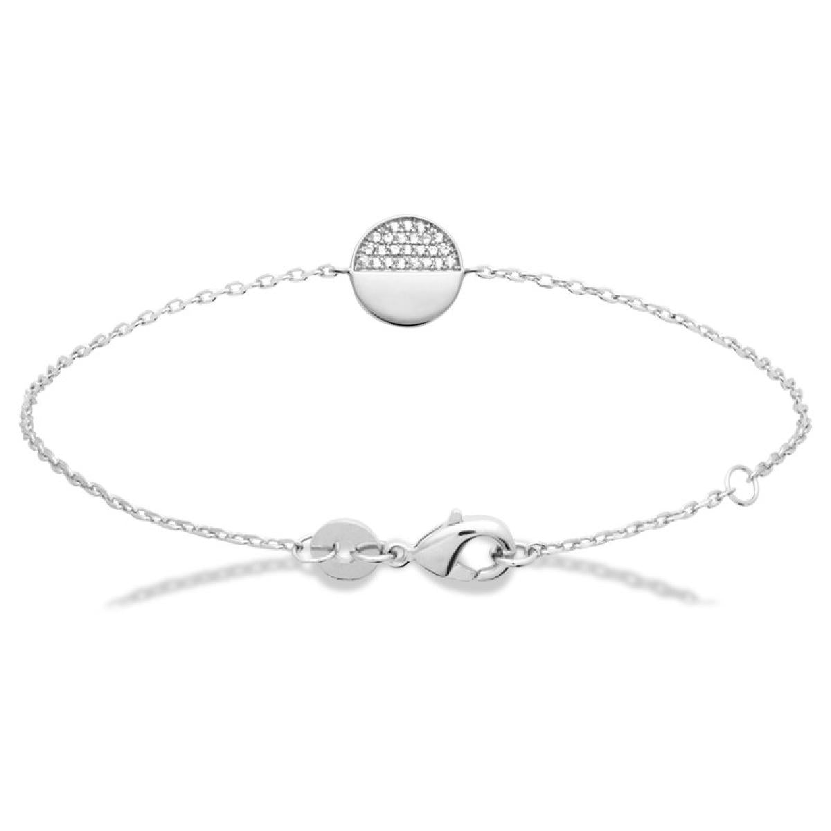 Bracelet AG925 Zirconium – Argent Rhodié 925/1000 Longueur 18 Cm Fermoir Mousqueton
