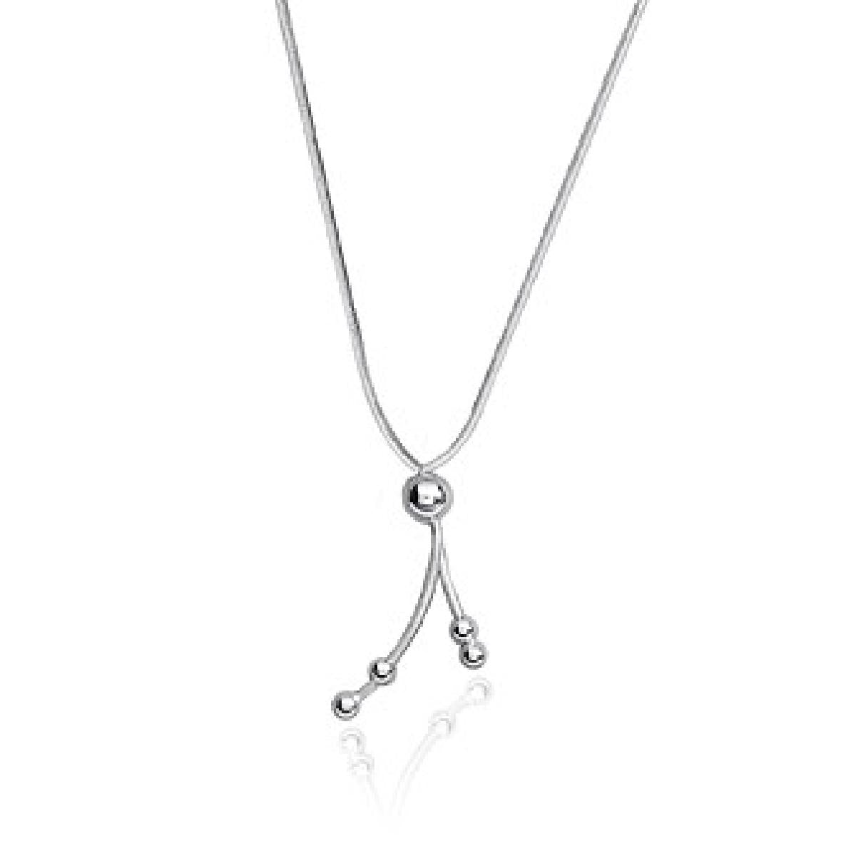 Collier AG925 Satiné Longueur Réglable 50 Cm Finition Rhodiée Collection ALOÏZE – Argent 925
