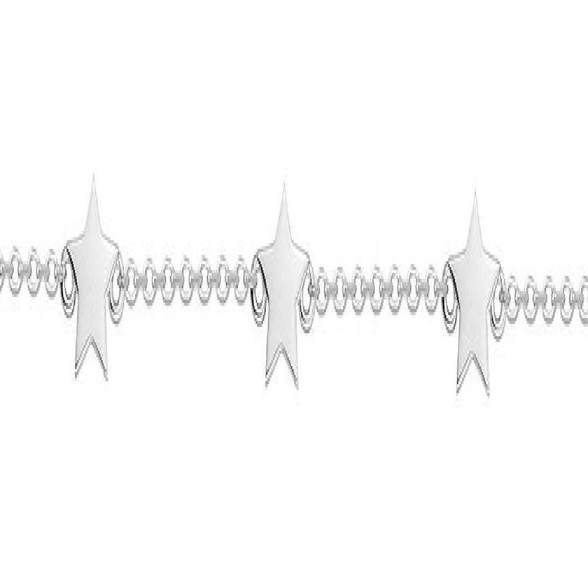 Bracelet Fin AG925 – Argent Rhodié 925/1000 Et Étoiles Dispersées Chaîne Réglable 3 Cm