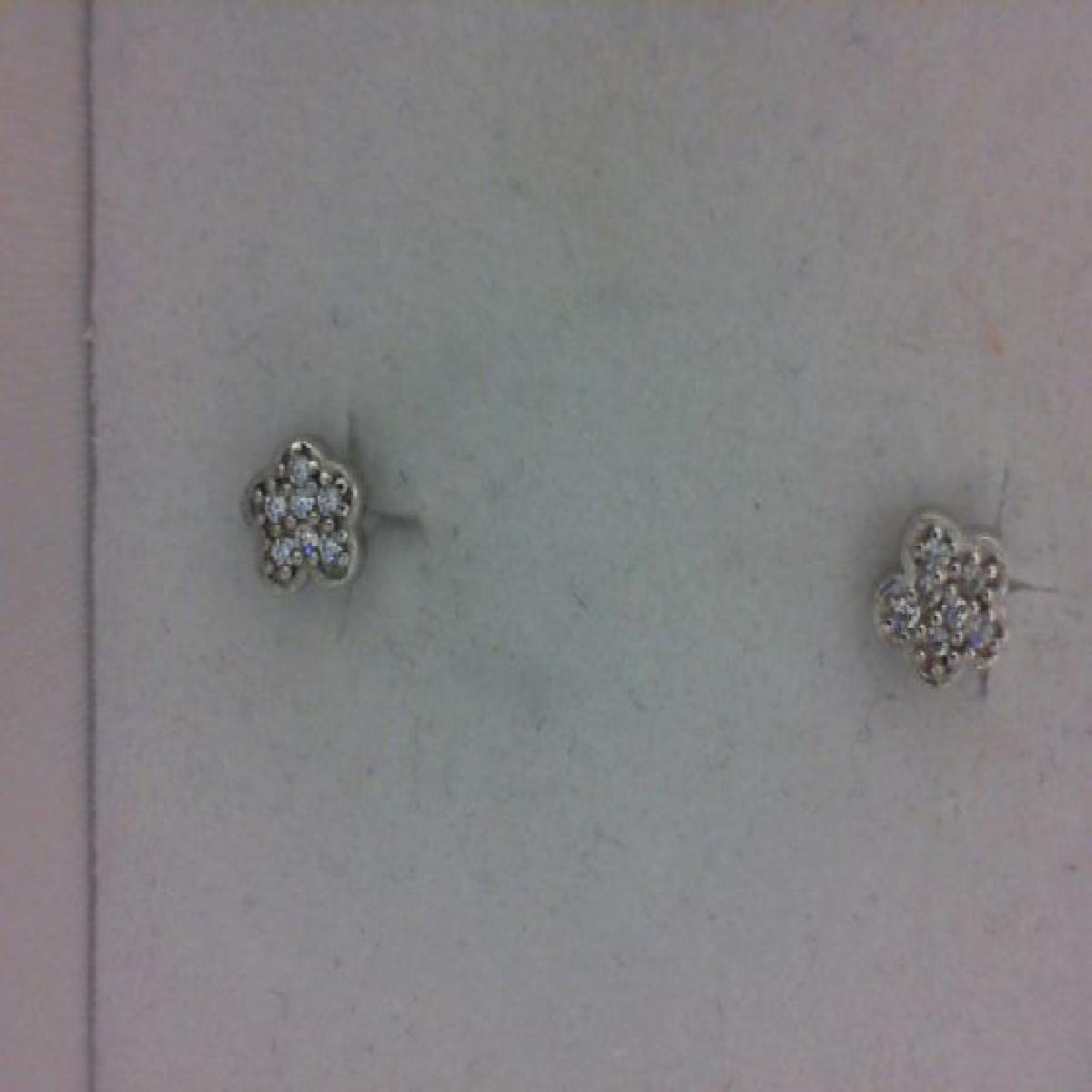 Boutons D'Oreilles Pierres Blanches Zirconium Facettées Polyfacettes Monture Précise – Argent 925