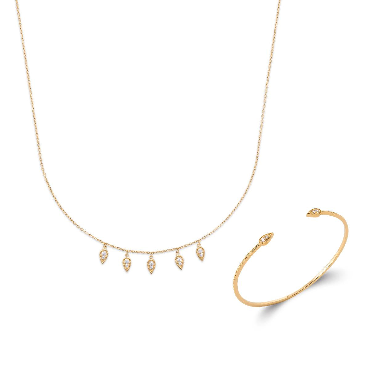 Collier Simple et Pendentifs Blancs, Ensemble Chaîne et Sertissage Fin – Zirconium