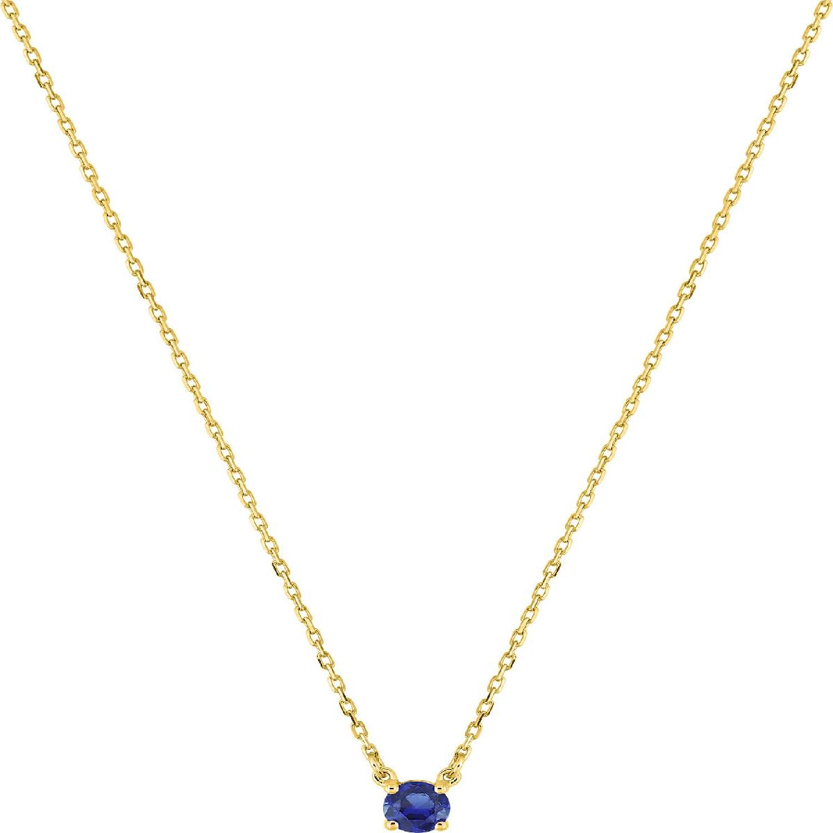 Collier Souple Au Design Flexible Pour Pendentif De Couleur Saphir – Fabriqué En Or 375